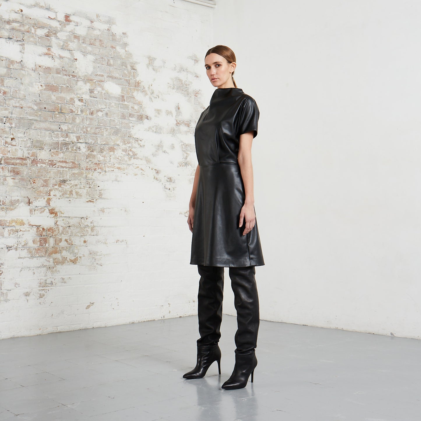 VEGAN LEATHER KIMONO DRESS