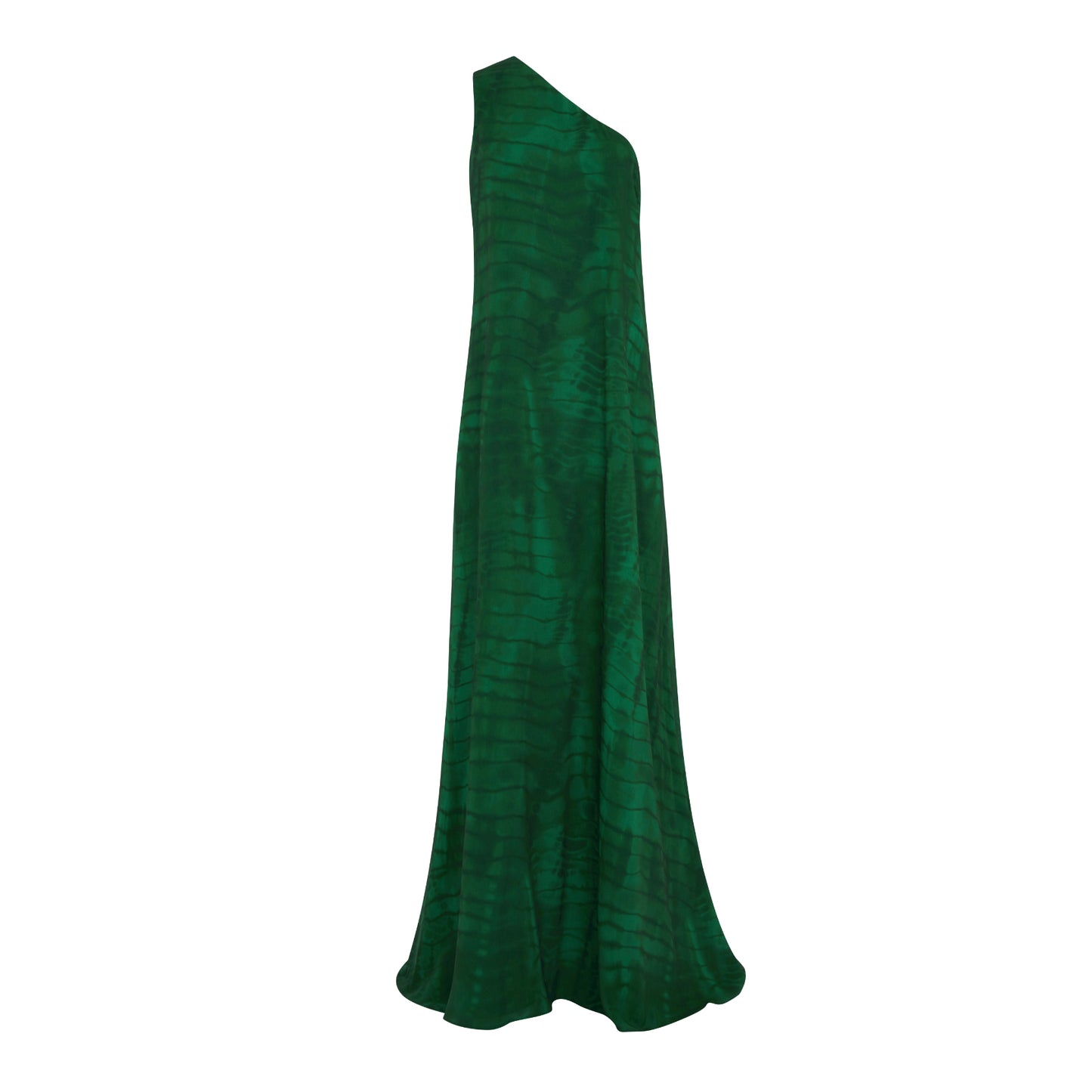 GREEN SHIBORI TRAPEZE MAXI DRESS