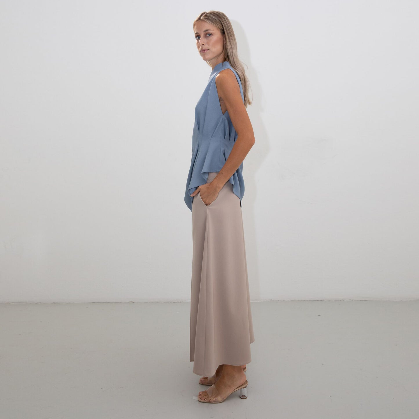NUDE PENCIL MAXI SKIRT