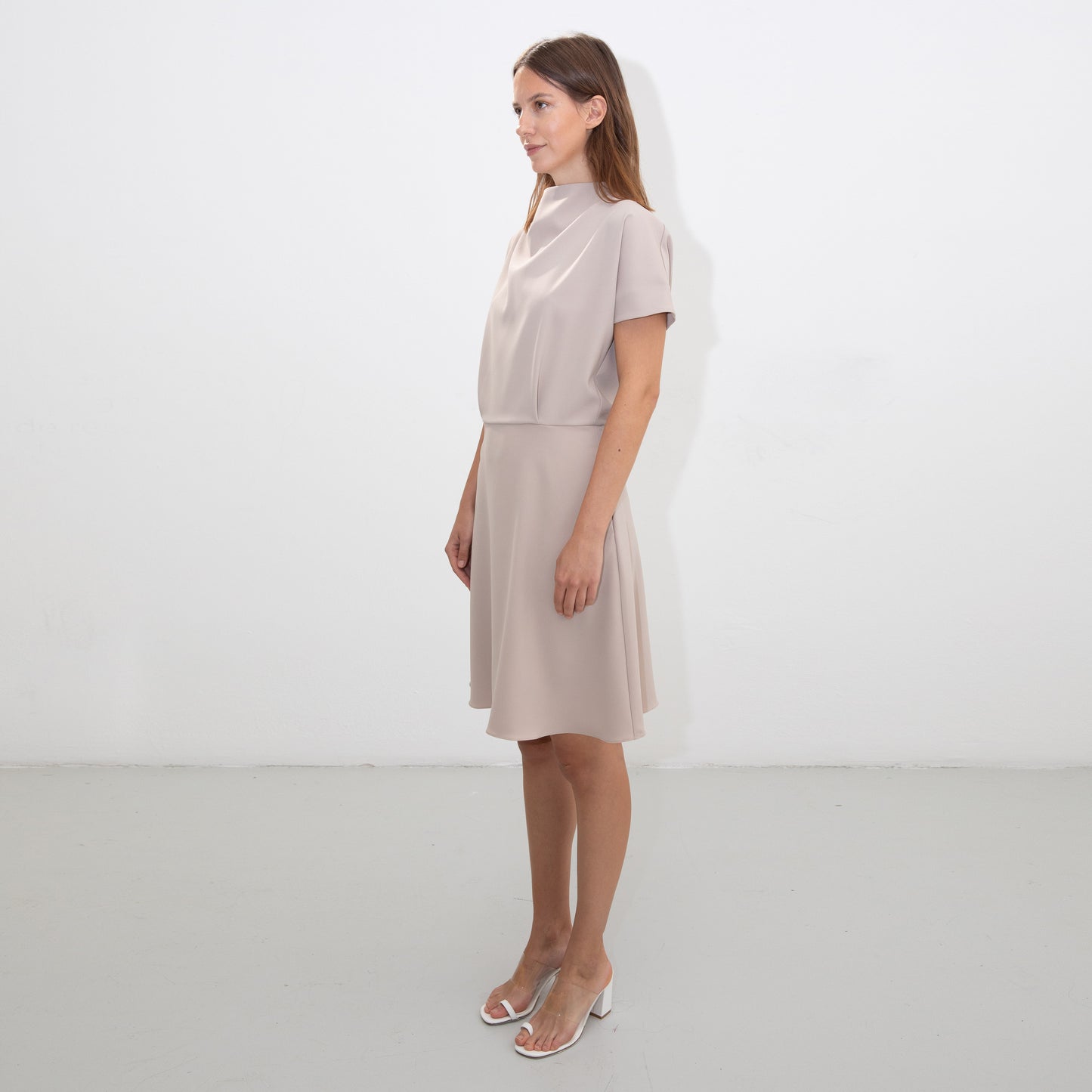 NUDE KIMONO SLEEVE DRESS