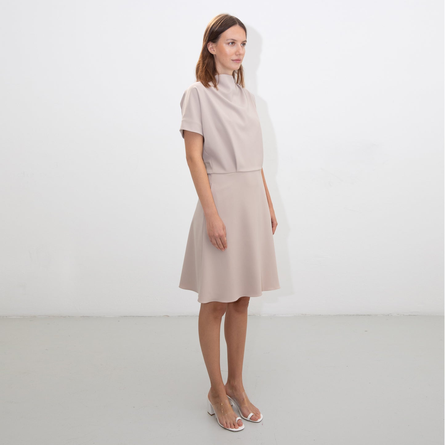 NUDE KIMONO SLEEVE DRESS