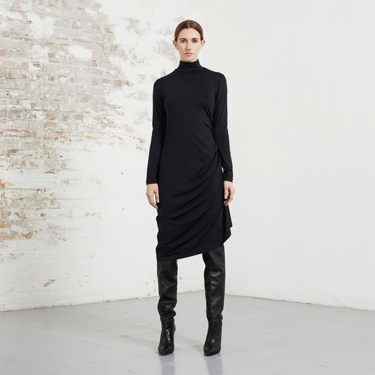 ASYMMETRIC TURTLENECK DRESS