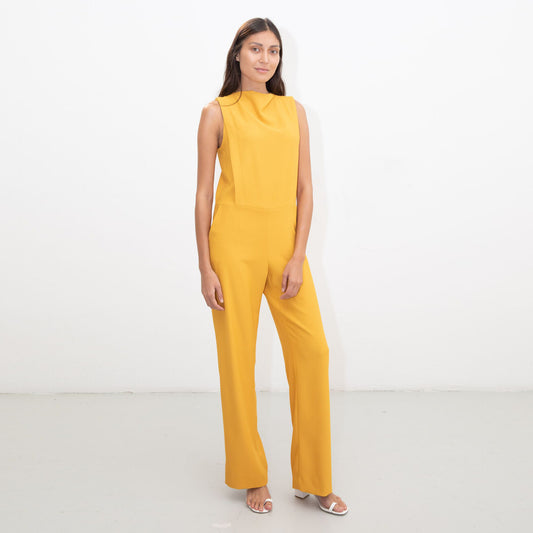 YELLOW TUXEDO JUMPSUIT