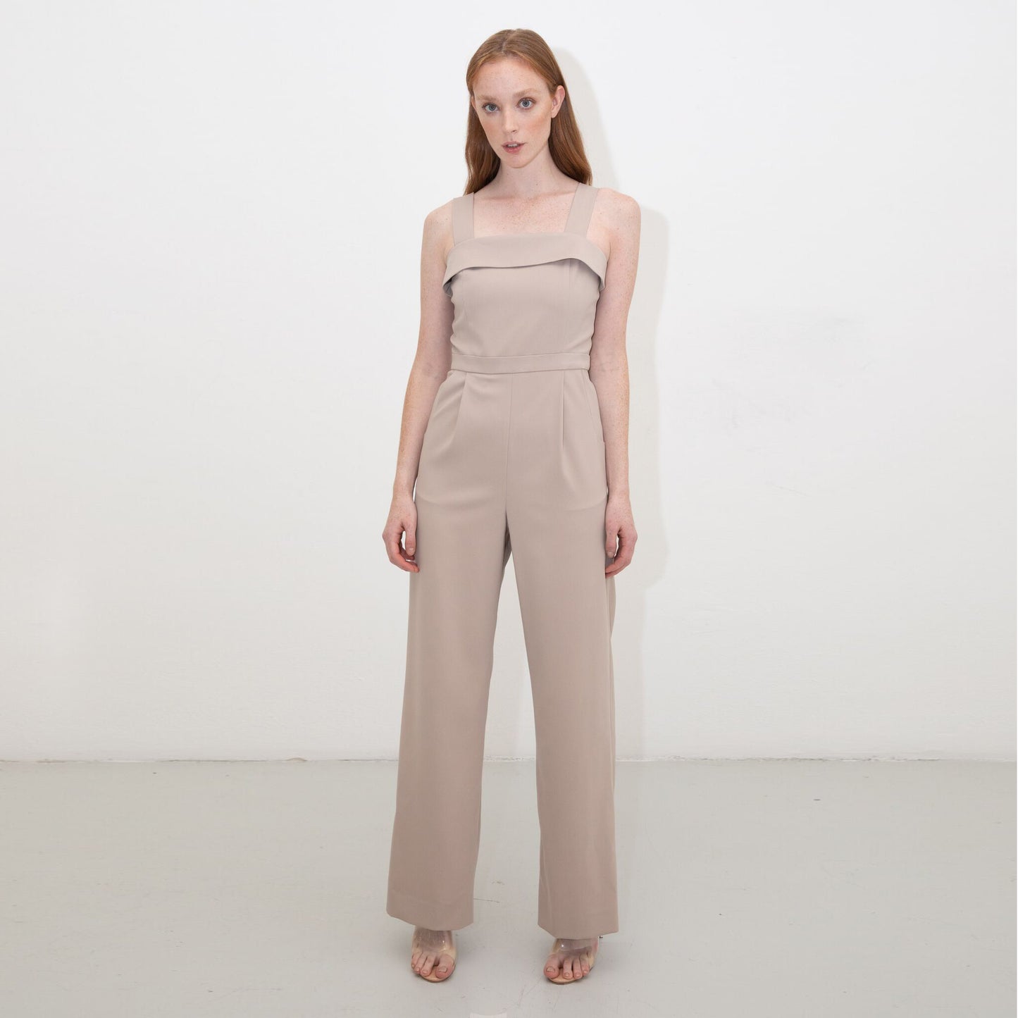 NUDE TUXEDO JUMPSUIT
