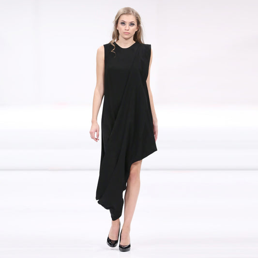 ASYMMETRIC BLACK CLAN DRESS