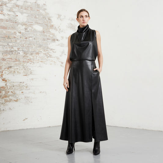 BLACK VEGAN LEATHER TOP