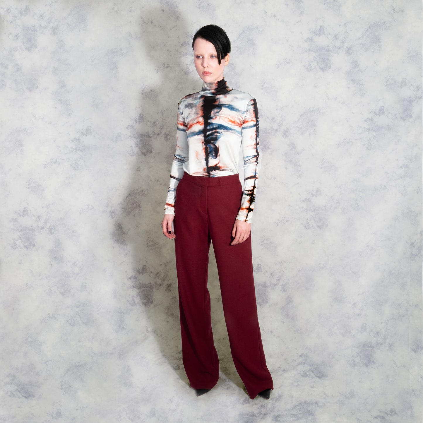 SILK TIE DYE TURTLENECK TOP