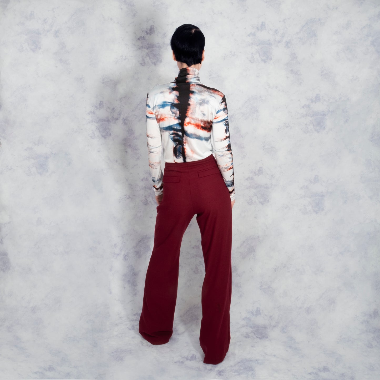SILK TIE DYE TURTLENECK TOP