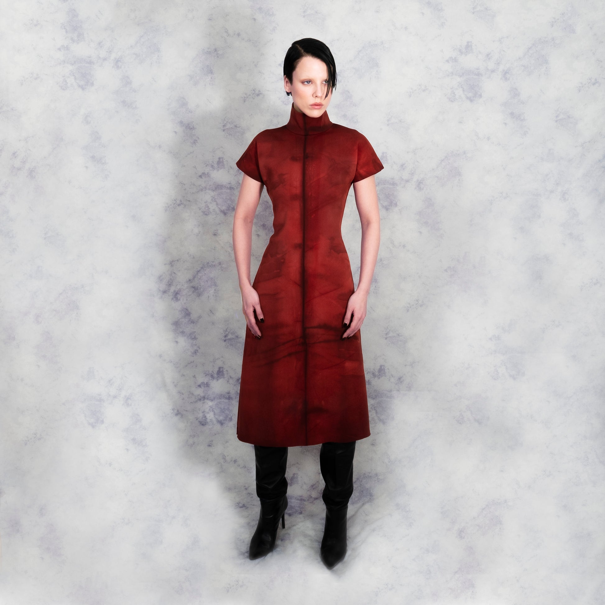 riona treacy red neoprene dress