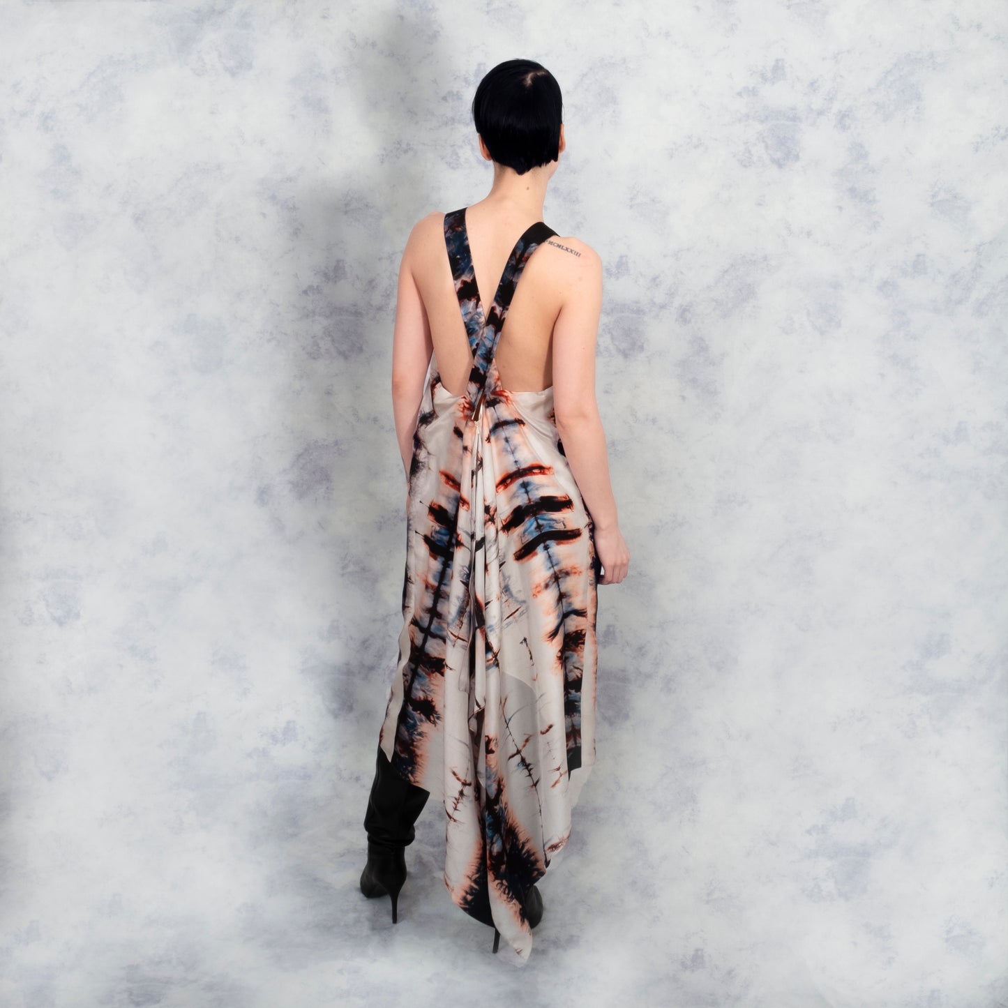 SILK APRON TUXEDO DRESS