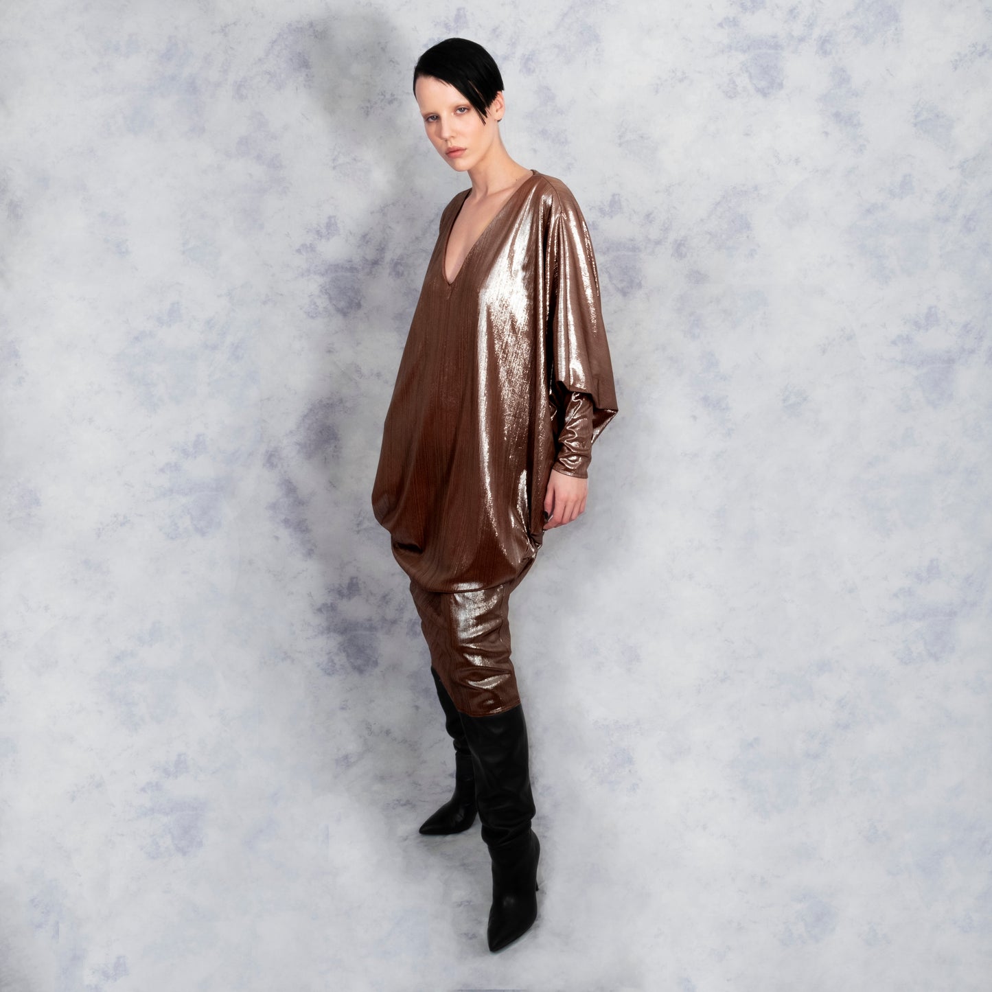 LAMÉ STINGRAY KAFTAN DRESS