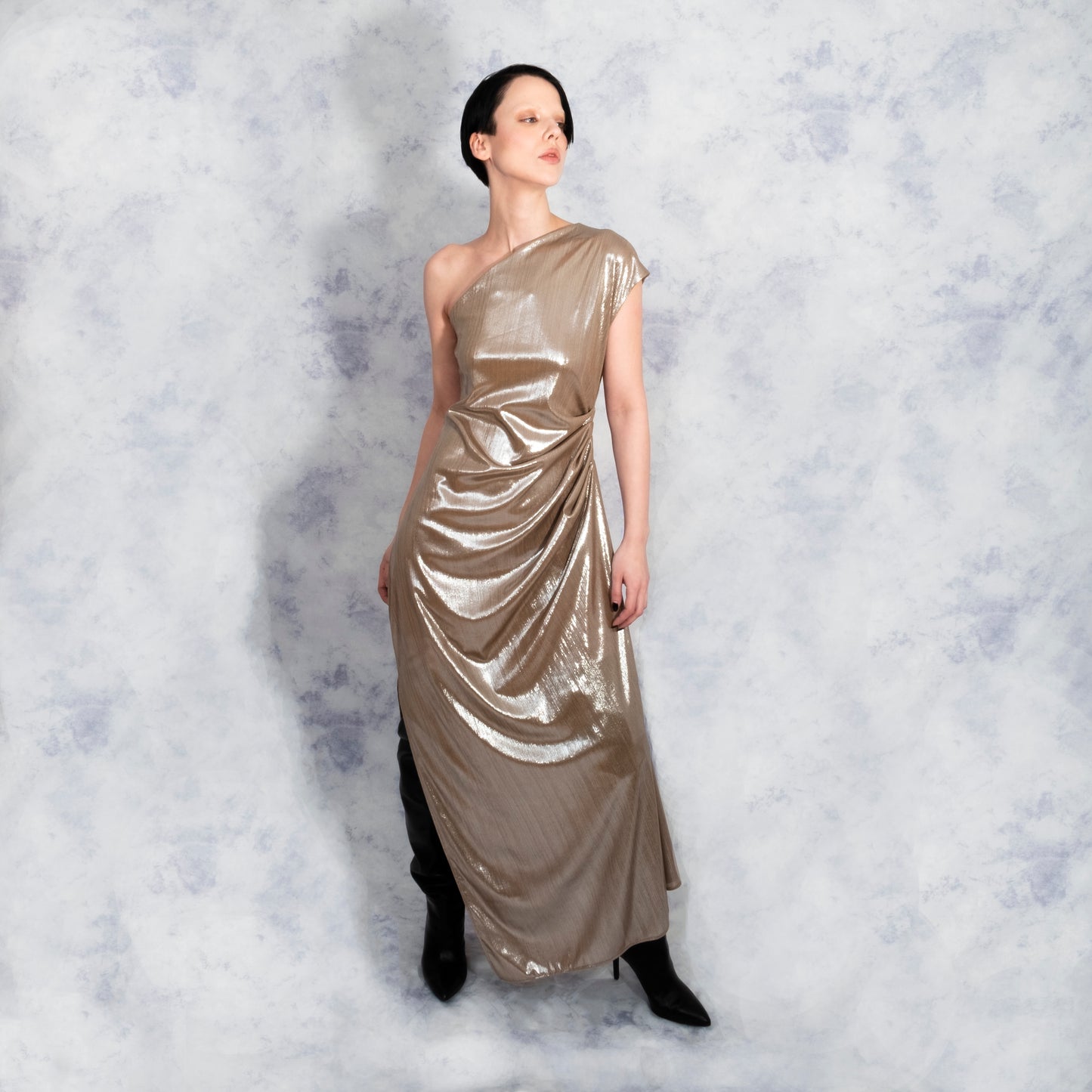 GOLD ASYMMETRIC DRESS