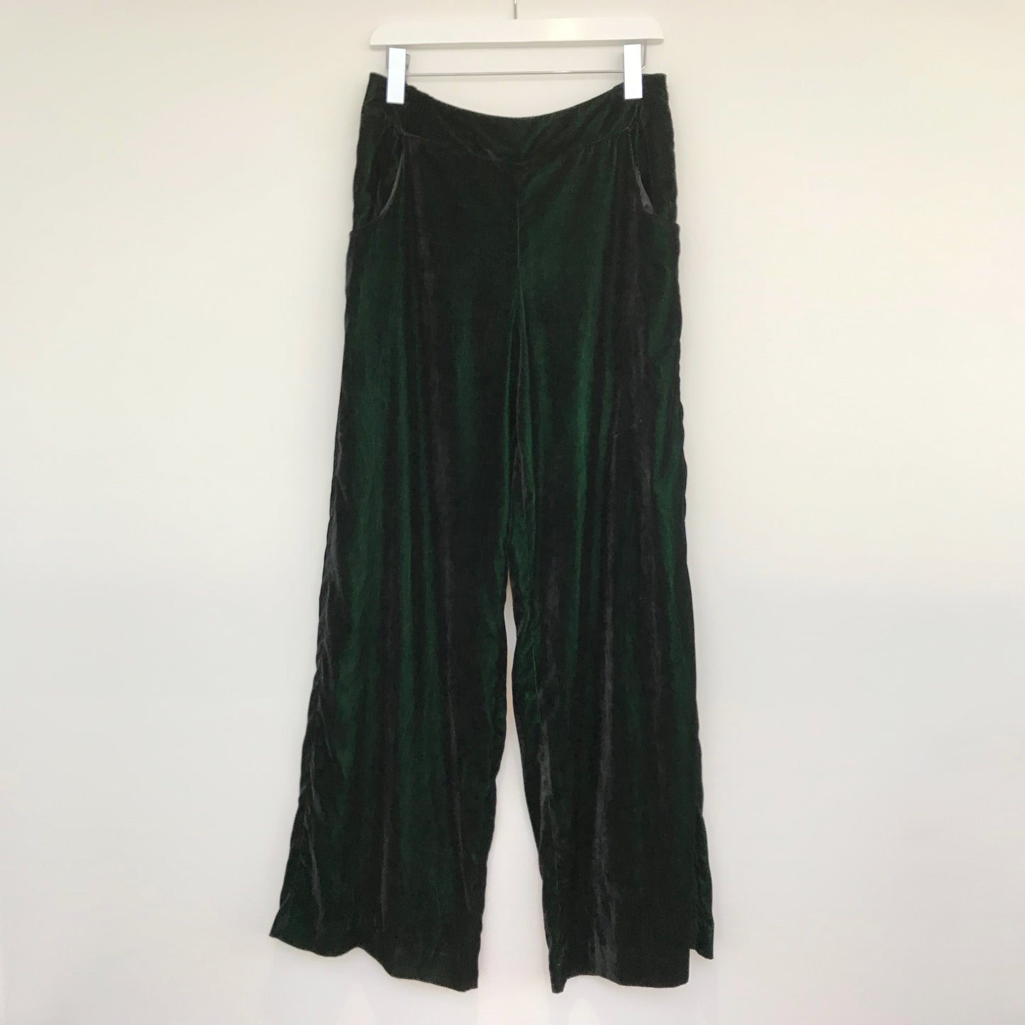 GREEN VELVET WIDE LEG TROUSERS
