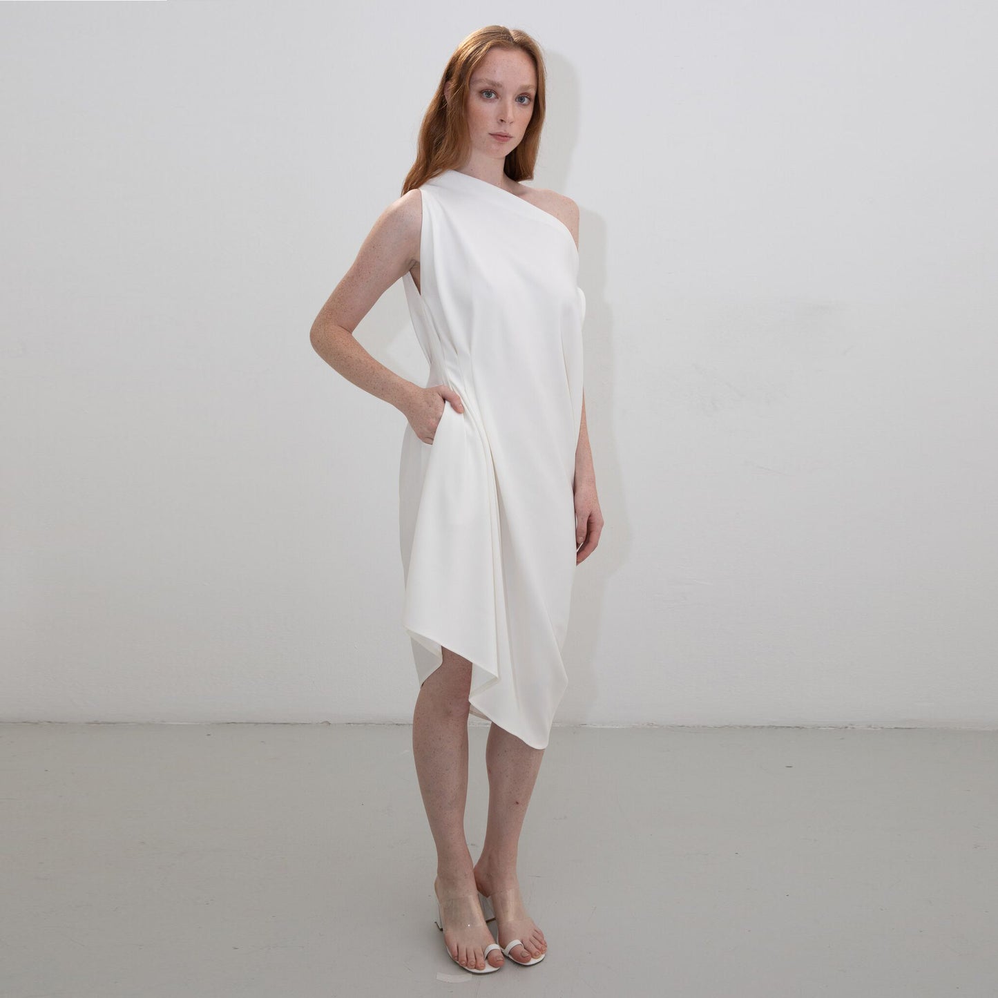 ASYMMETRIC IVORY RHOMBUS DRESS