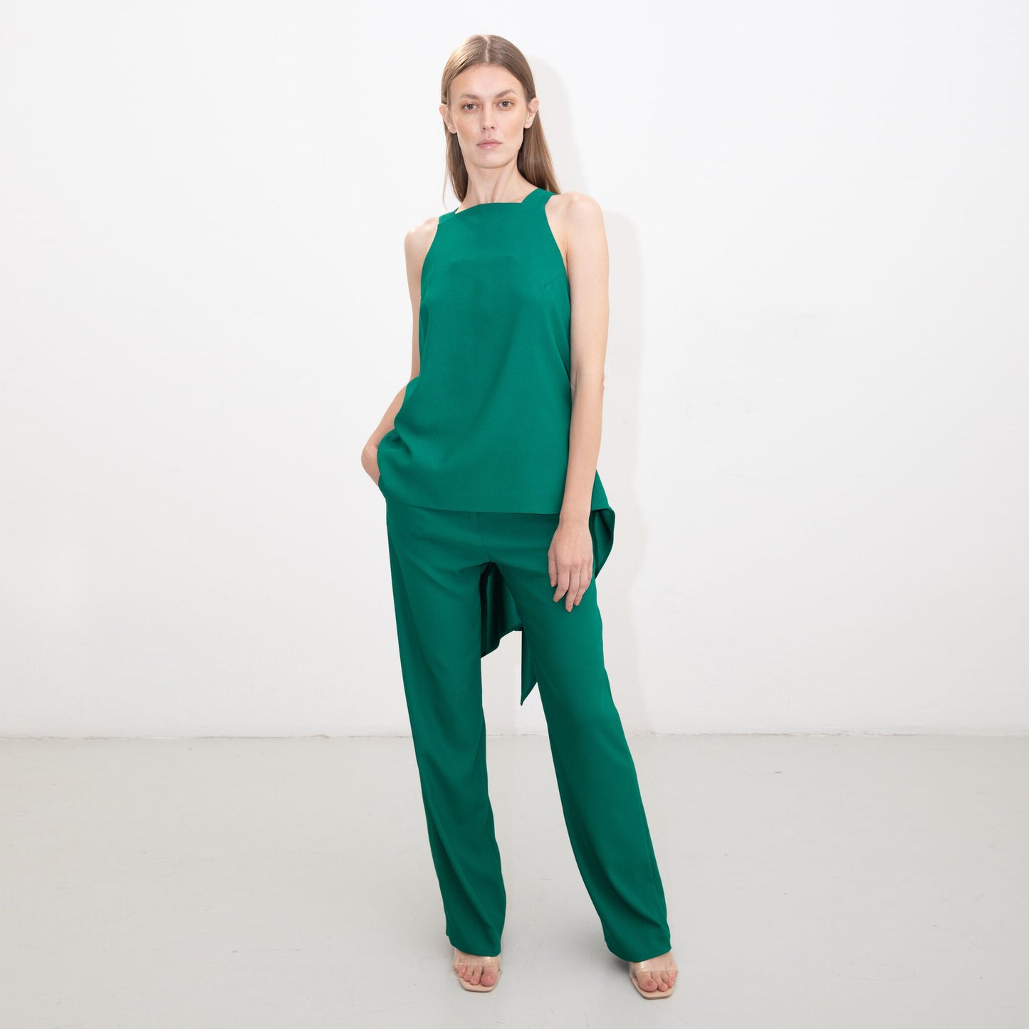 GREEN TUXEDO TOP