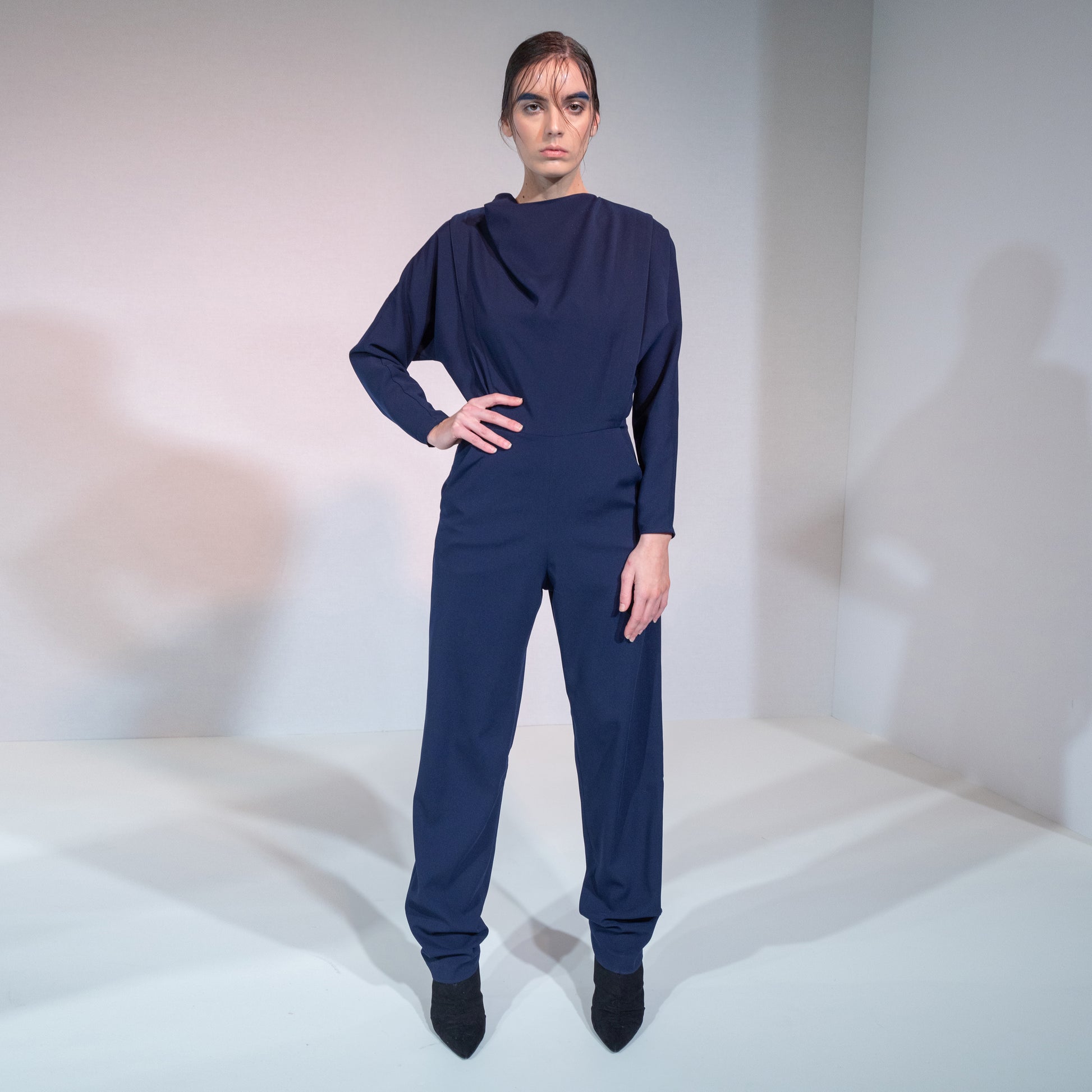 navy long sleeve jumpsuit riona treacy