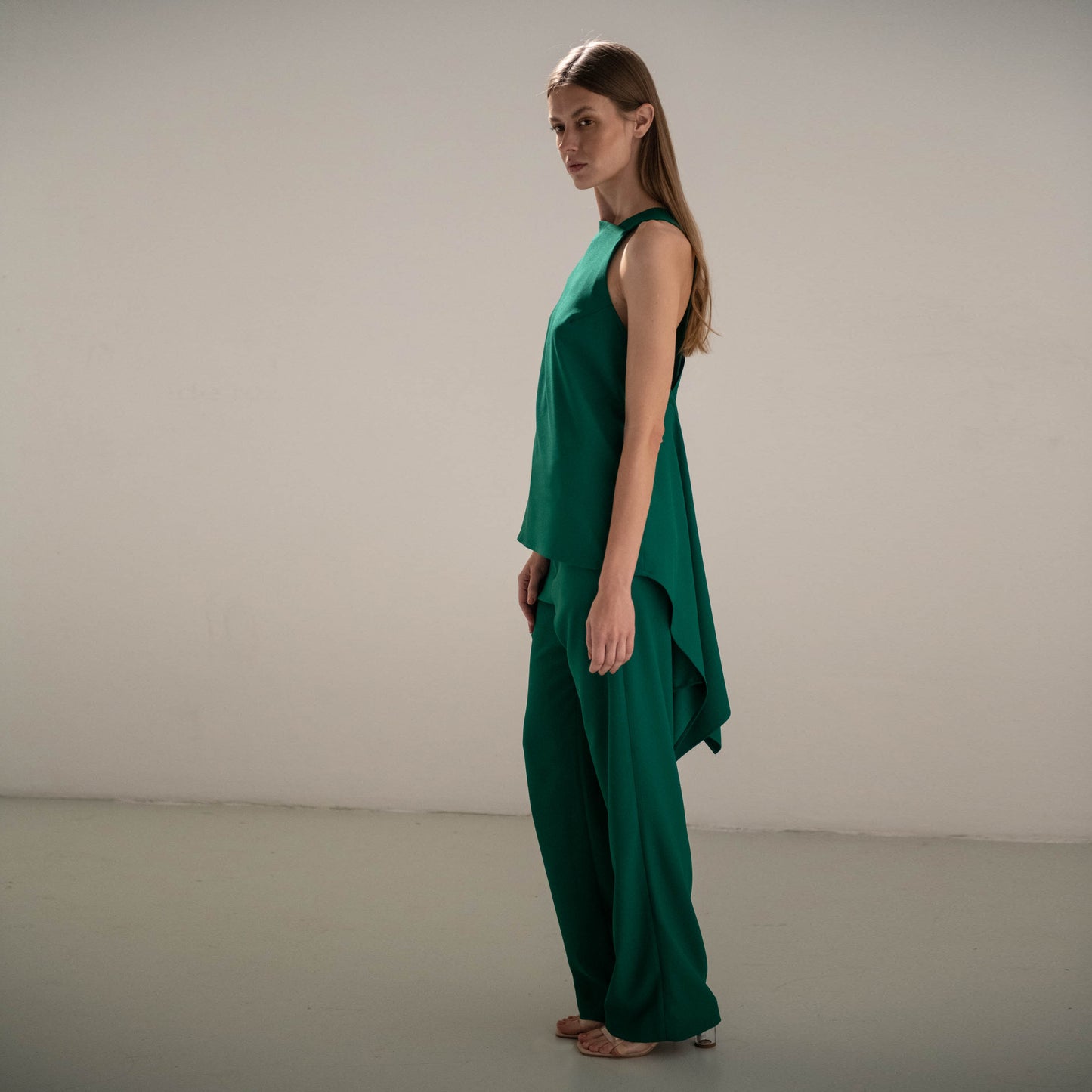 GREEN TUXEDO TOP