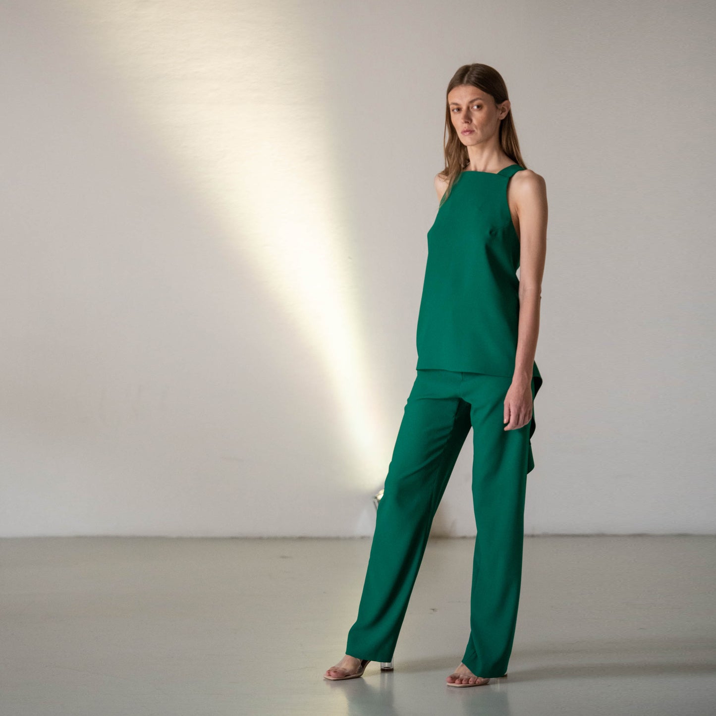 GREEN TUXEDO TOP