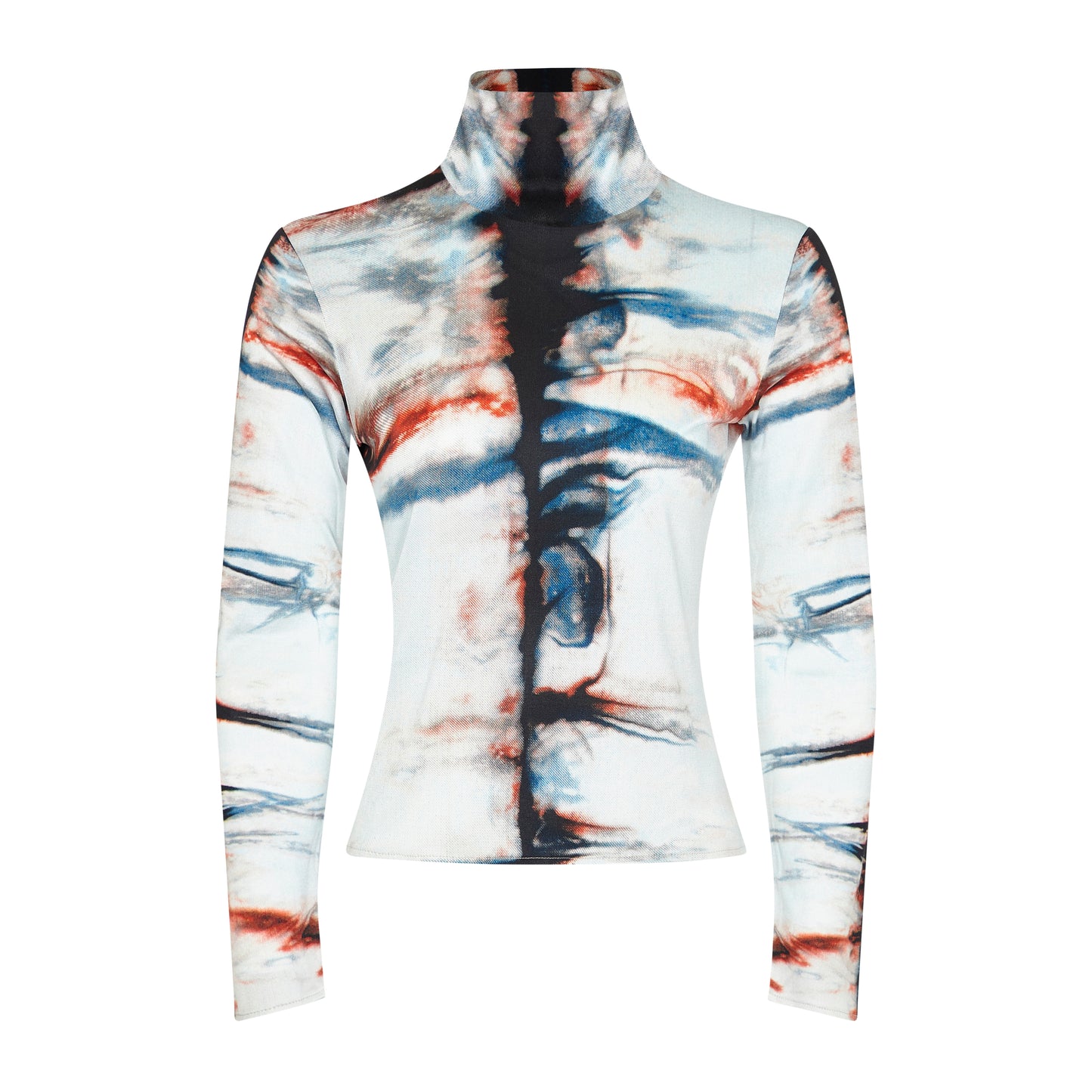 SILK TIE DYE TURTLENECK TOP