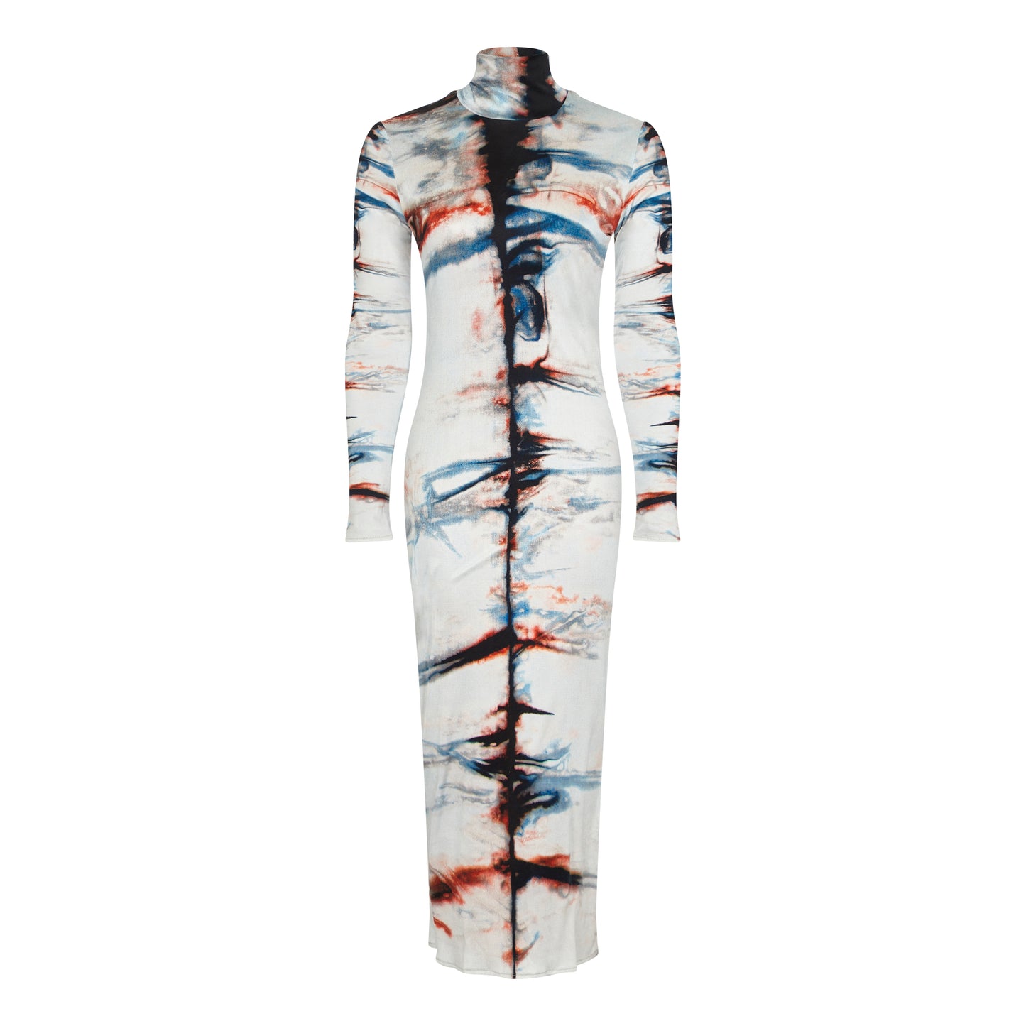 riona treacy SILK SHIBORI POLONECK DRESS tie dye