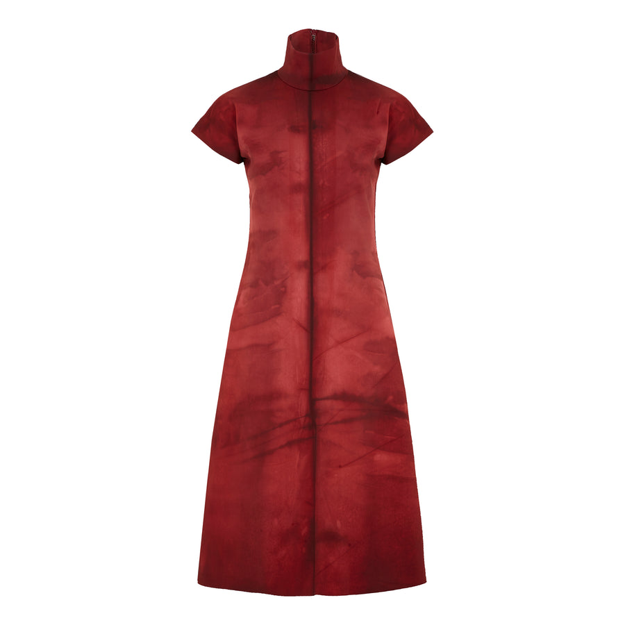 RED COLLAR KIMONO DRESS