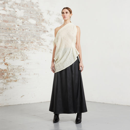 BLACK VEGAN LEATHER SLIP SKIRT