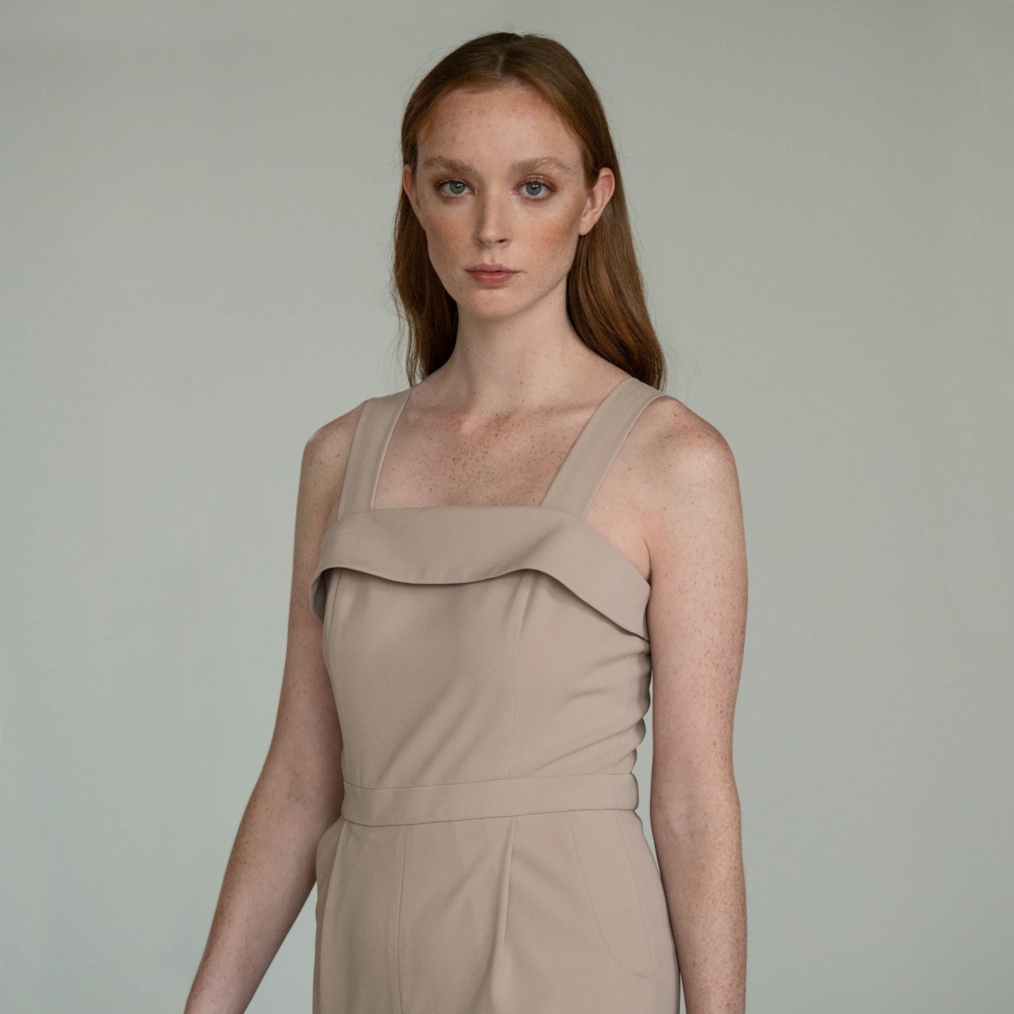 NUDE TUXEDO JUMPSUIT
