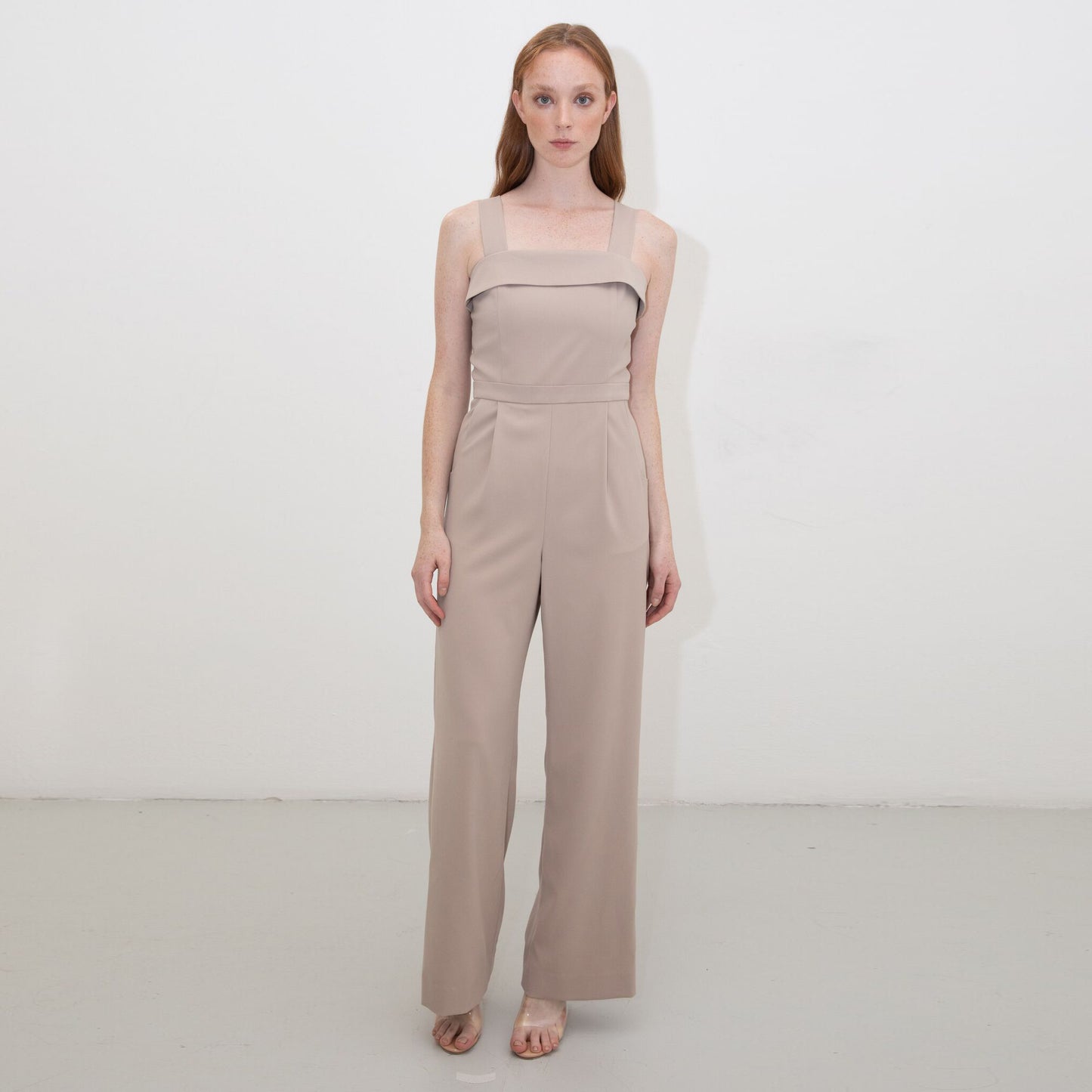 NUDE TUXEDO JUMPSUIT