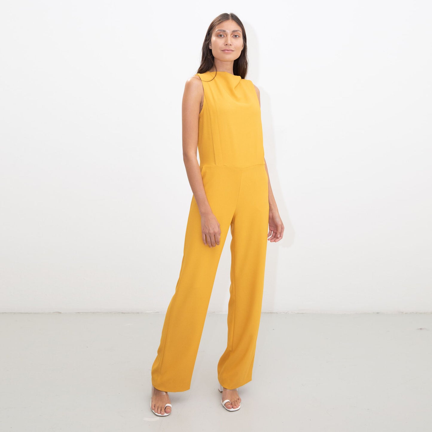 YELLOW TUXEDO JUMPSUIT