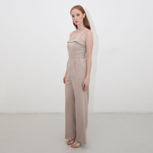 NUDE TUXEDO JUMPSUIT