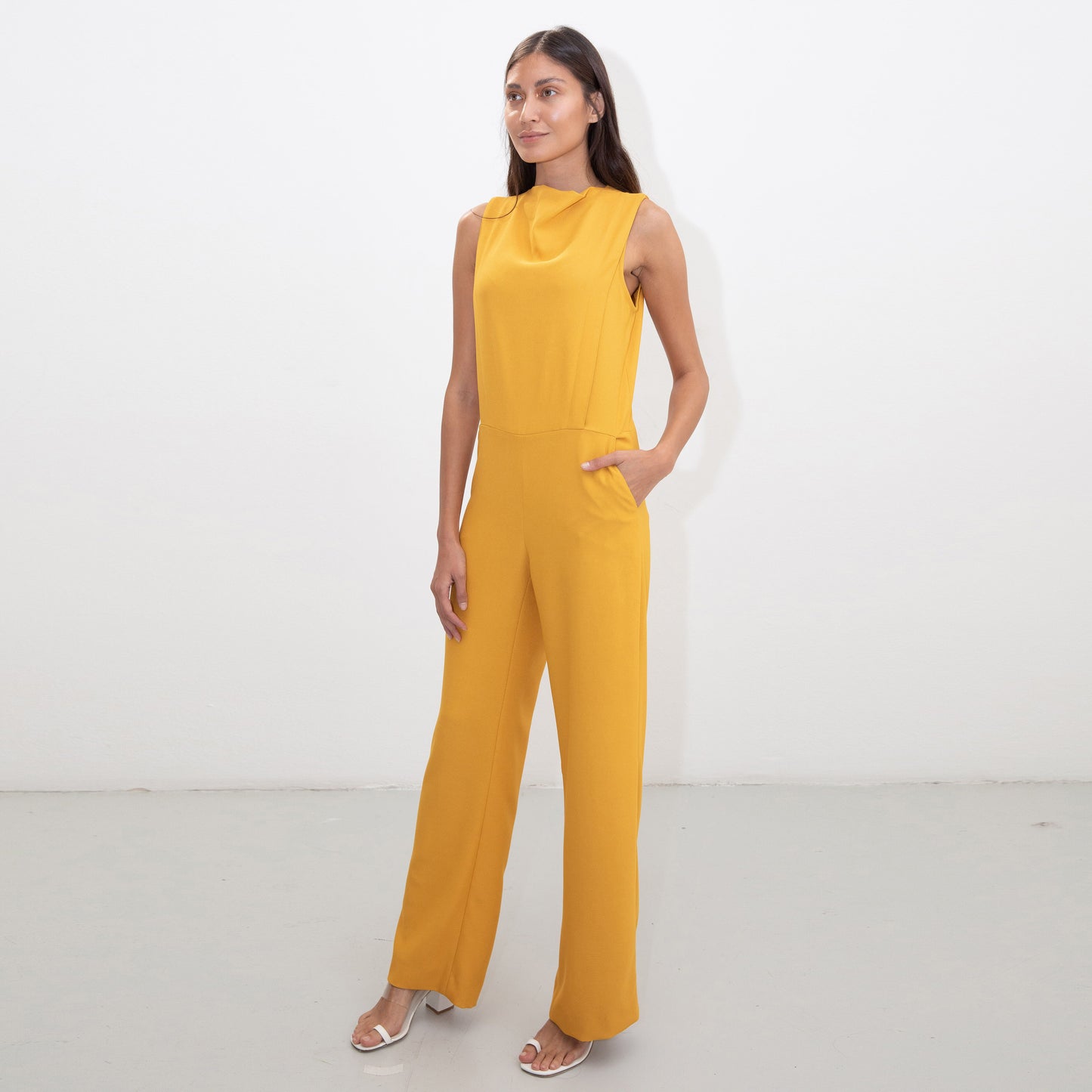 YELLOW TUXEDO JUMPSUIT