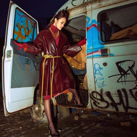 red collar kimono dress riona treacy