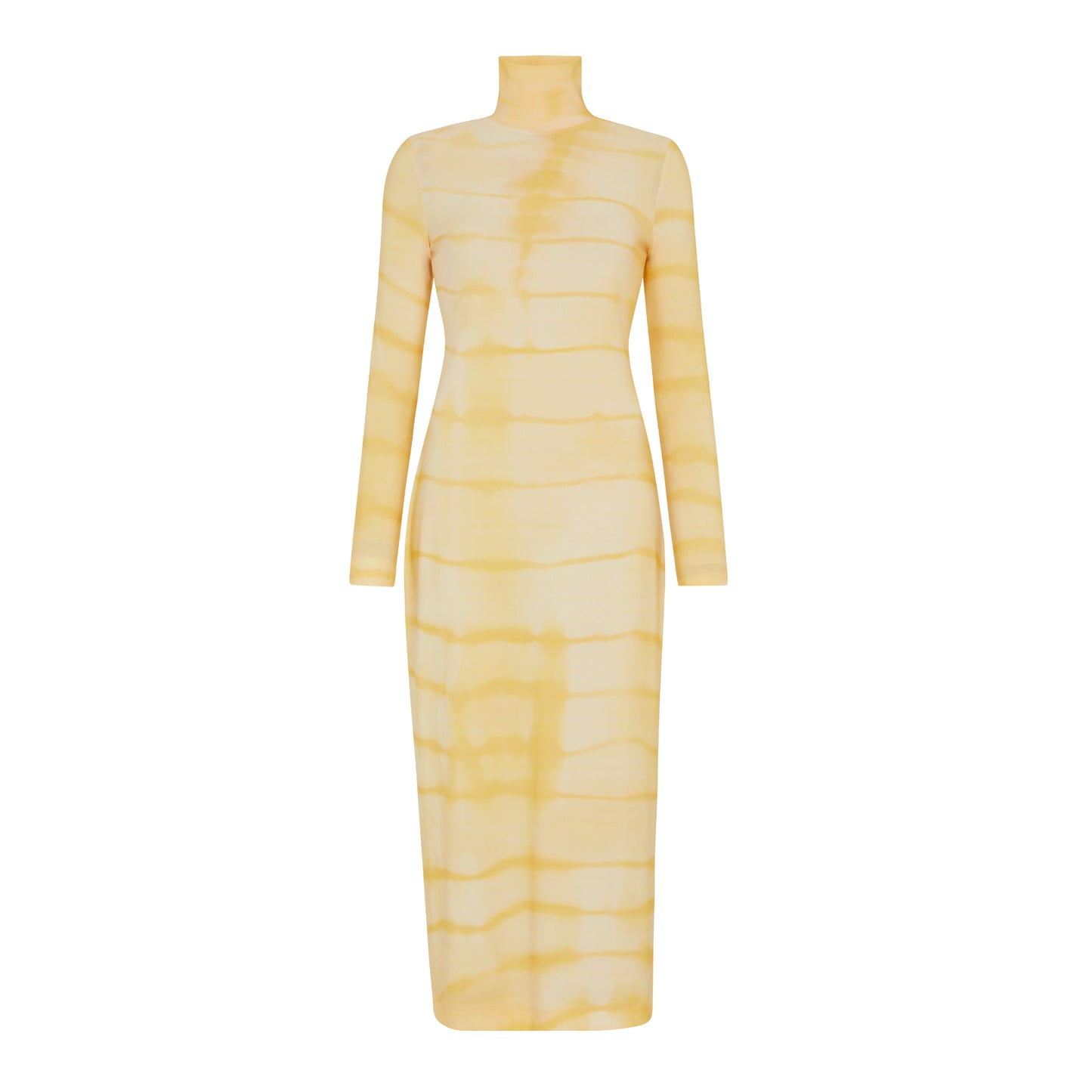 YELLOW SHIBORI TURTLENECK DRESS