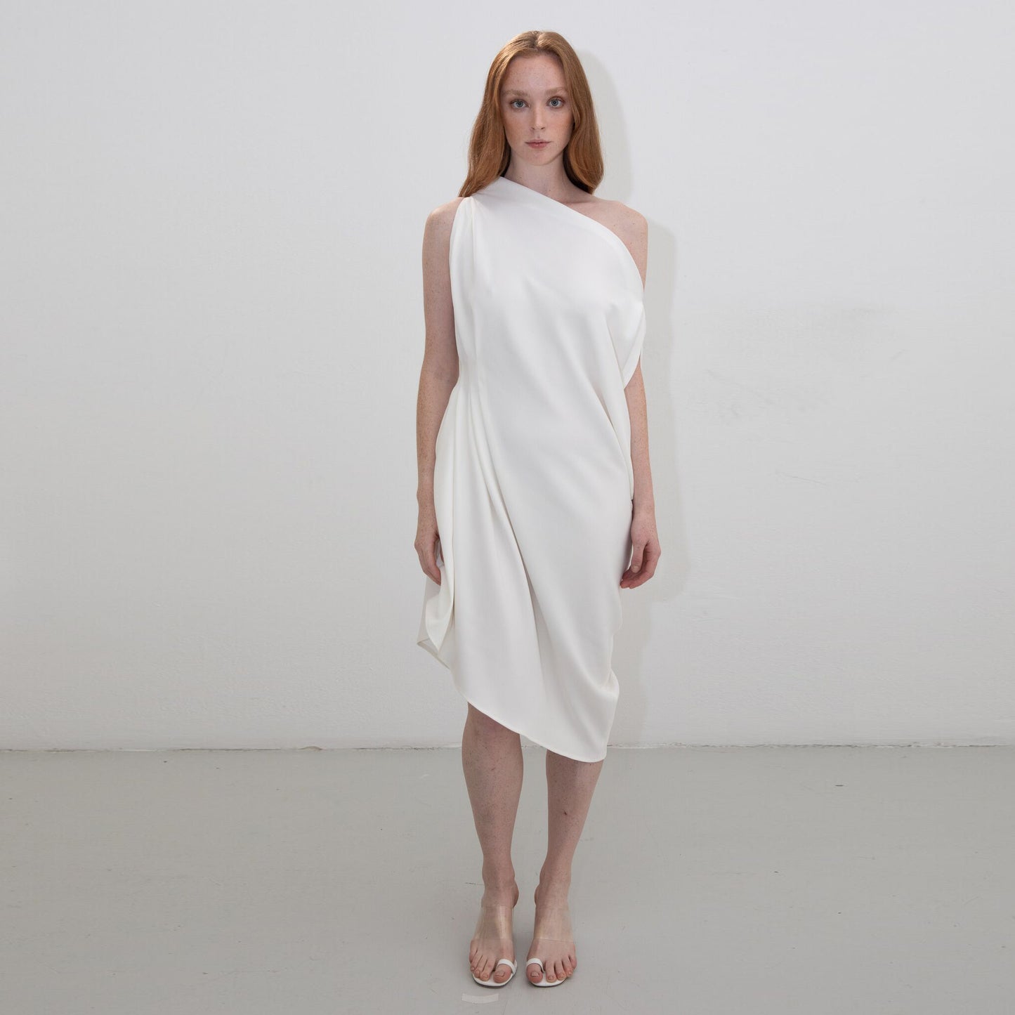 ASYMMETRIC IVORY RHOMBUS DRESS