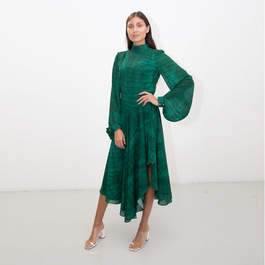 GREEN SHIBORI GUEST DRESS