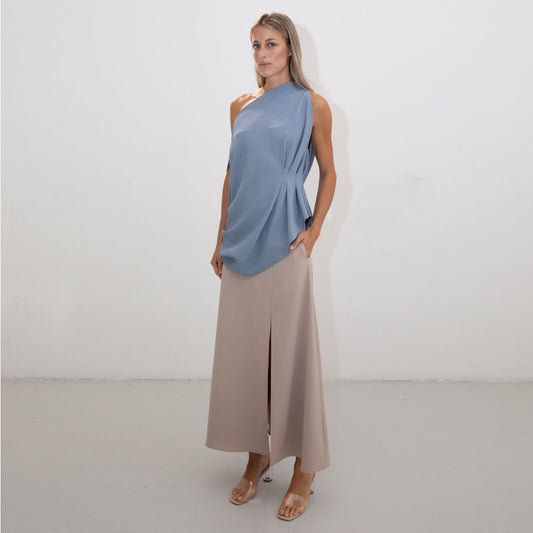 NUDE PENCIL MAXI SKIRT