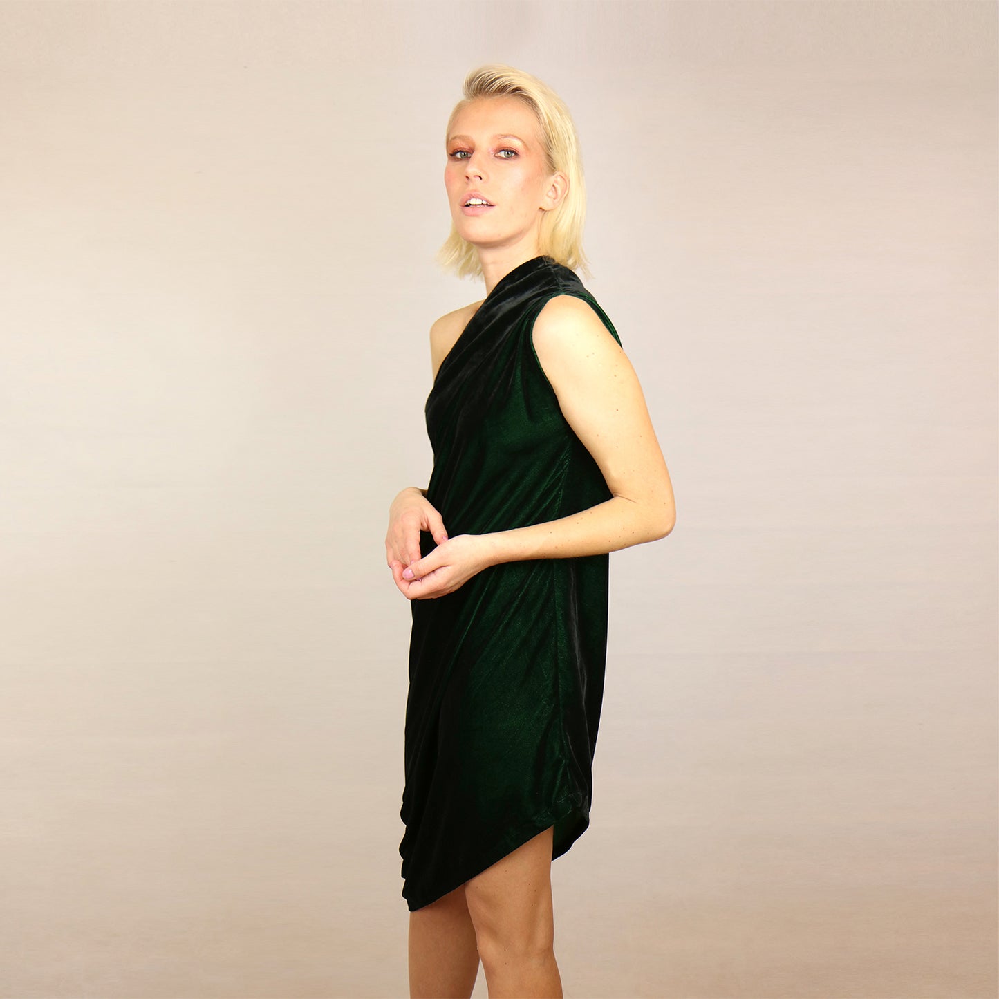 GREEN VELVET RHOMBUS DRESS