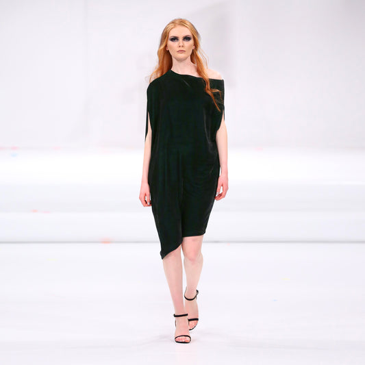 GREEN VELVET RHOMBUS DRESS