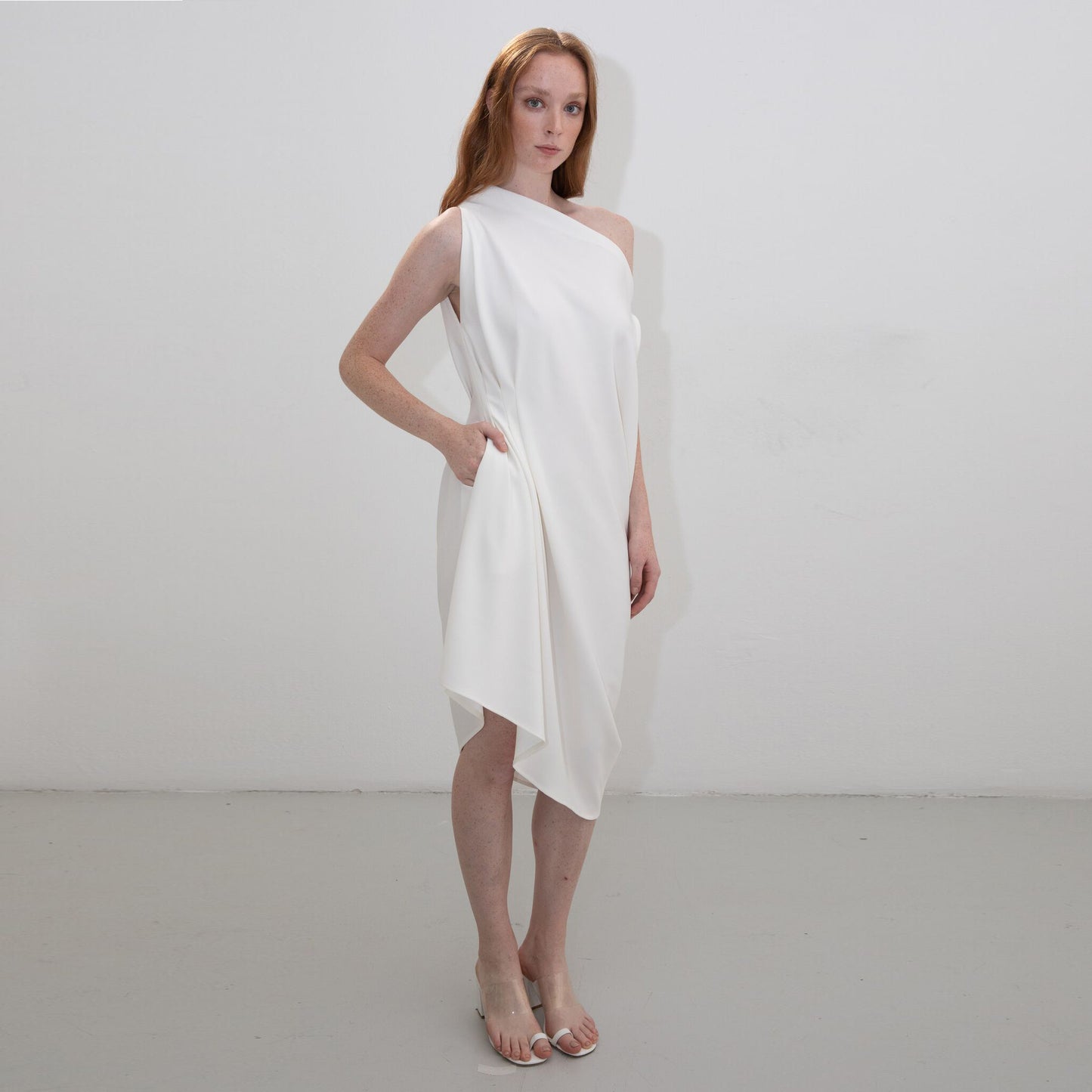 ASYMMETRIC IVORY RHOMBUS DRESS