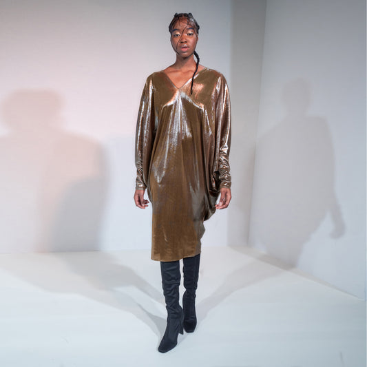 LAMÉ STINGRAY KAFTAN DRESS