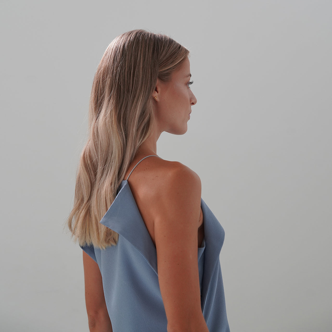 BLUE ORIGAMI CAMISOLE DRESS