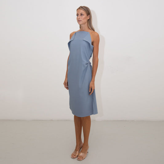 BLUE ORIGAMI CAMISOLE DRESS