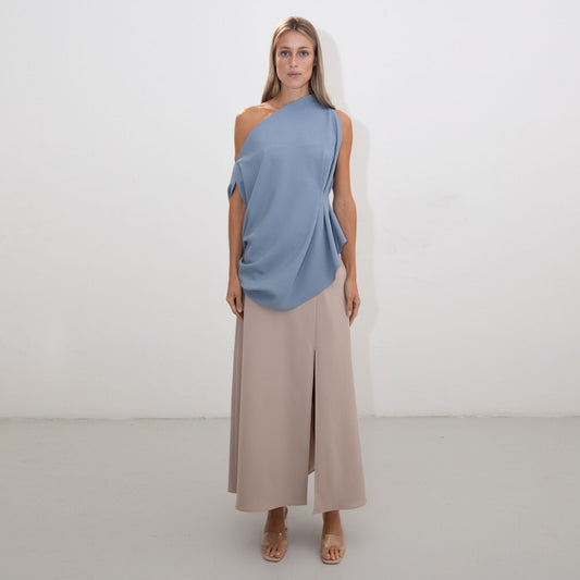 BLUE ASYMMETRIC RHOMBUS TOP