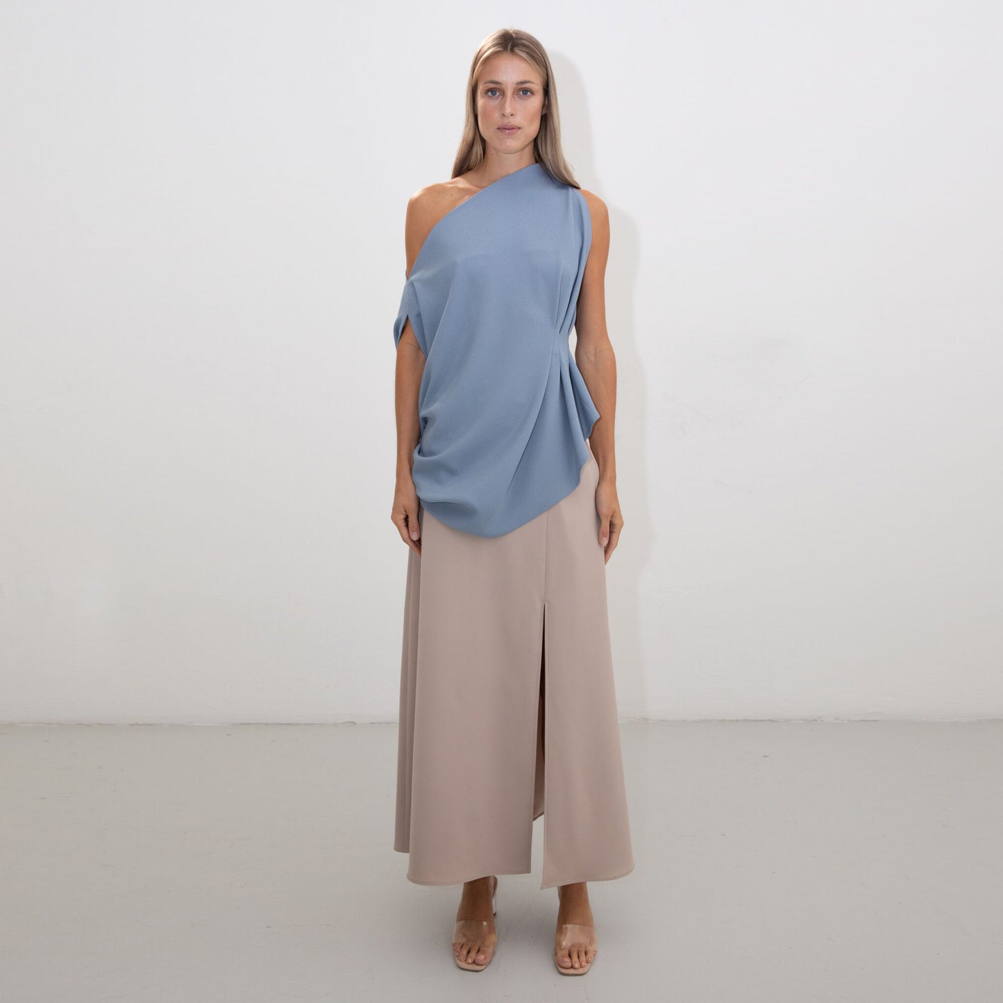NUDE PENCIL MAXI SKIRT