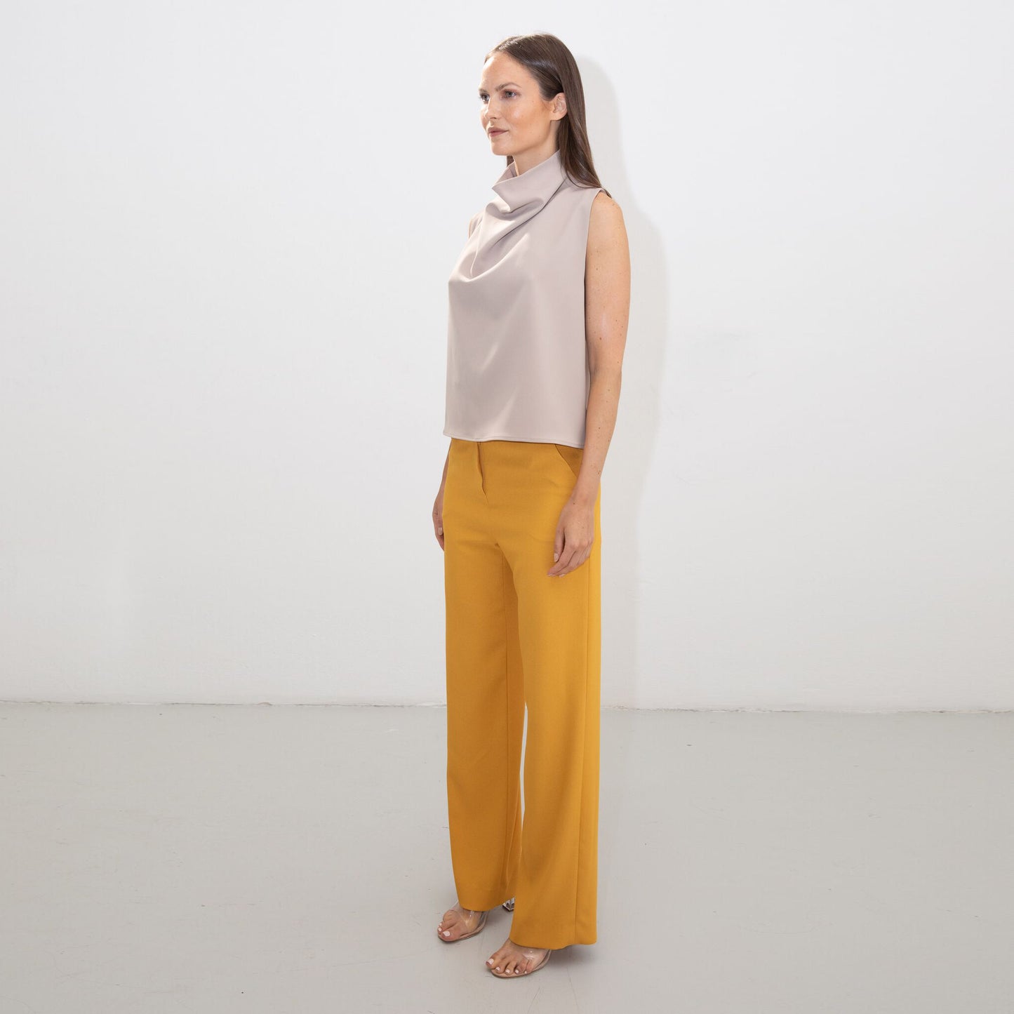 NUDE COWL NECK TOP